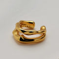 ICEBELA De Plata 925 Sterling Silver Double Layered Unisex Earrings Geometric Gold Plated Waterproof Ear Cuffs for Girls