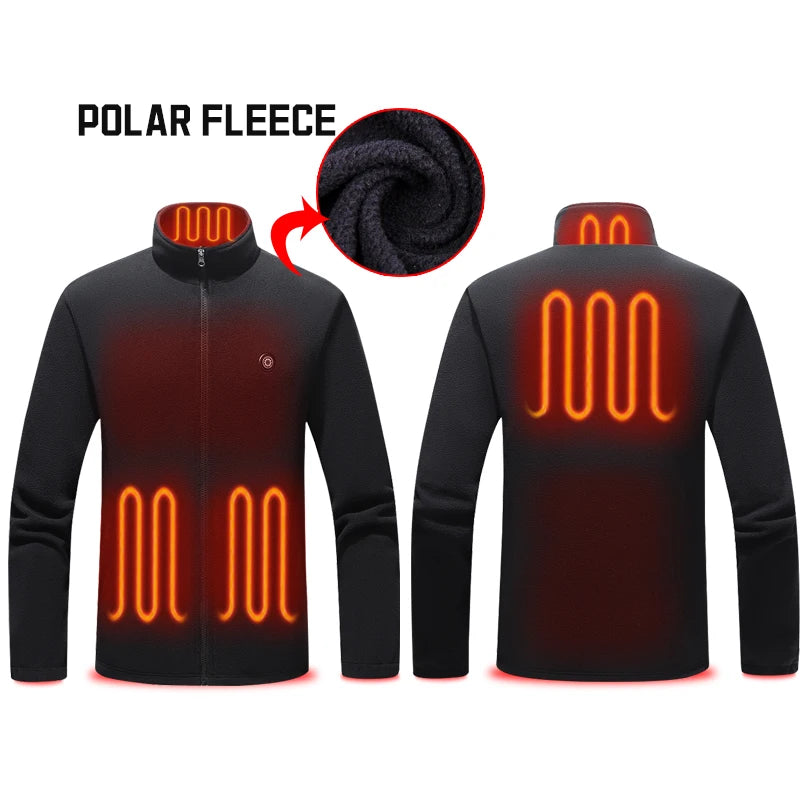 Heated Jacket Polar Fleece USB Rechargeable Battery Electric Heating Coat Fast Heating Winter for Men Women OEM Factory