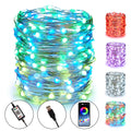 Smart RGB Fairy String Light 32.8ft 100LED Indoor/Outdoor Waterproof USB Charge Color Changing Music Copper Wire String Lights