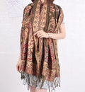 BESTELLA Brand Wholesale High Quantity Ethic Solid Color Pashmina Custom Warm Winter Knitted Jacquard Large Shawl With Tassel