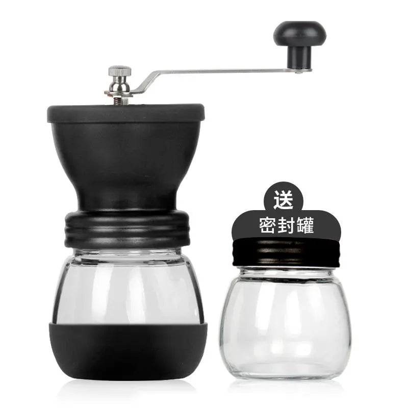 Manual Coffee Bean Grinder Machine with Ceramic Burr Hand Crank Coffee Grinder Mill Small with 2 Glass Jars( 11OZ Per Jar)