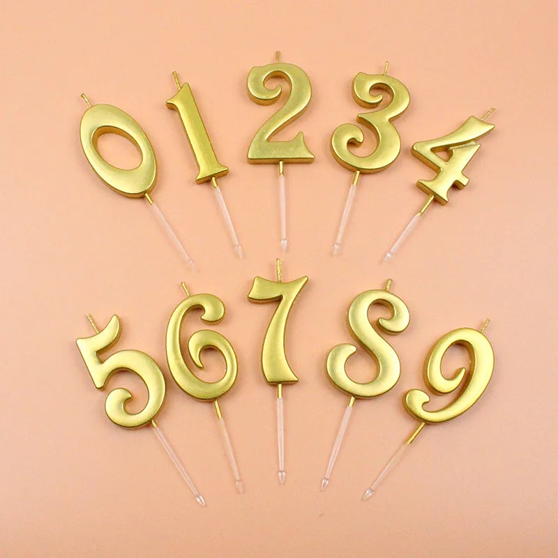 Ychon Gold Number Shape Children's Adult Birthday Party Candles Birthday Anniversary Party Candles Supplies