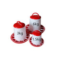 Berys Portable 6kg PP Plastic Poultry Feeder & Drinker Red White Hanging Chicken Feeder Trough New
