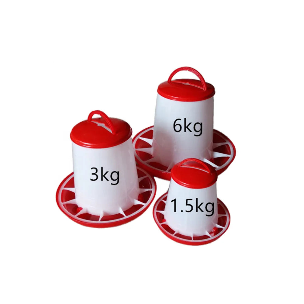 Berys Portable 6kg PP Plastic Poultry Feeder & Drinker Red White Hanging Chicken Feeder Trough New