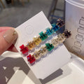 MIO Alloy Crystal Stone Hair Clips rainbow Color Bear Mixed Duckbill Clip Rhinestones Side Clip for Lady Girls Korean