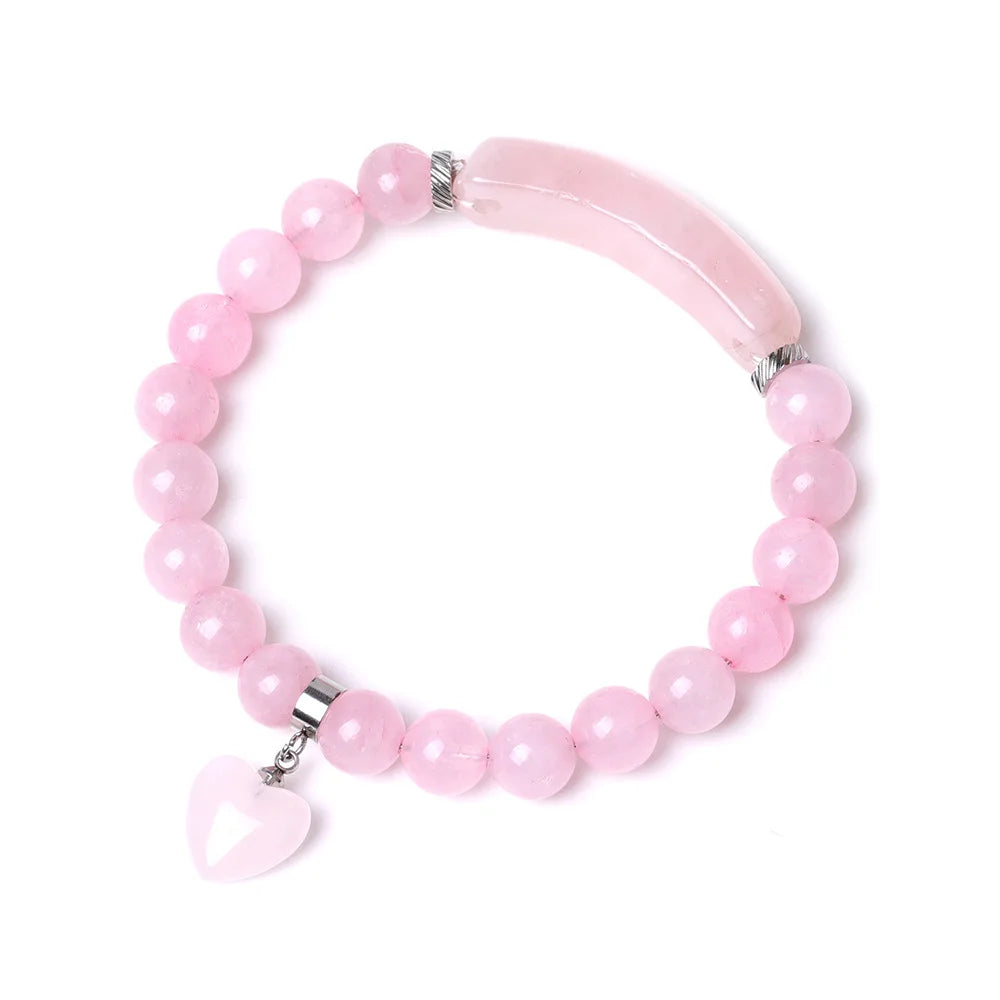 New Designer Men's Women's Ethnic Beaded Bracelet Gold Tiger Eye Rose Quartz Heart Healing Natural Stone Bridge Bar Charm Gift