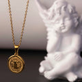 Hot Sell 18k Gold Plated Mary Saint Benedict Pendant Round Medal Religion Jewelry Pendant Necklace