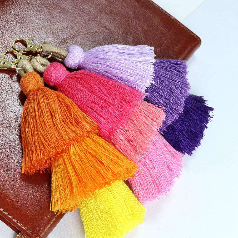 Colorful Tassel Pendant Keychain Stacked Cotton Fringe Decorative Jewelry Bag Accessories for Garments Curtains Ruiying Brand