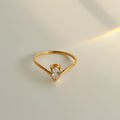 2024 Dazan New INS 18k Gold Plated Tarnish Free Stainless Steel V Shape White Zircon Minamilist Stacked Style Ring for Women