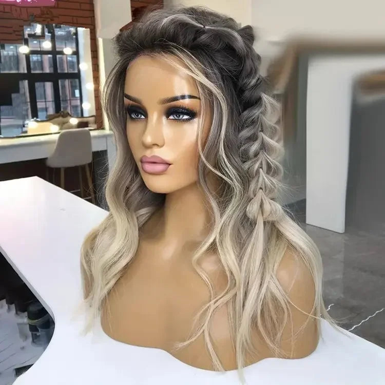 Braided Hair Grade 14A Body Wave Virgin European Cuticle Aligned Hair HD Full Lace Wigs Double Drawn Ash Brown Blonde Color