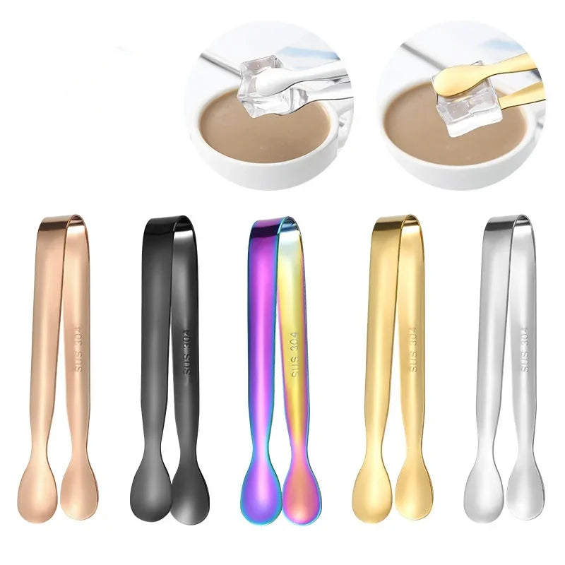 Kitchen Small Kitchen Tiny Tongs 304 Stainless Steel Tea and Bar Accessories-Sugar Ice Cube Clip Ice Tong for Restaurants