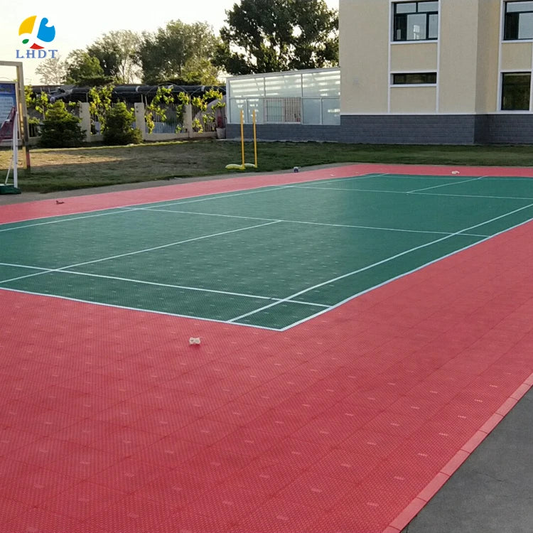 Linghan PP Plastic Rubber Tile Plastic Deck Tiles Grip Sport Tile Synthetic Badminton Mat Floor