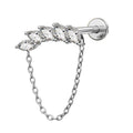TOPOSH Internally Threaded Labret with Prong Set Marquise CZ Fan Draping Chain and Zircon for Cartilage Helix Flat Piercings