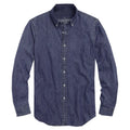 Custom Men Long Sleeves Washed Casual Lightweight Denim Men Button Fold Collar Patch Pockets Shirt