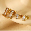 Ilona 18K Gold Plated Luxury Simple Style Stainless Steel Cubic Zircon Stud Earrings for Women