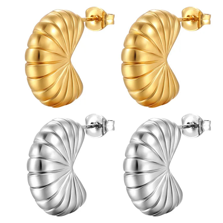 OEM Ins Hypoallergenic 18K Gold Plated Stainless Steel Fine Stud Earrings Tarnish-Free Hoop Earrings for Women