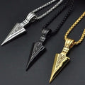 New Arrival Men's Gold Plated Stainless Steel Strand Arrowhead Pendant Necklace
