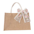 Factory Spot Wholesale Exquisite Jute Tote Bag Cotton Linen Shopping Bag Canvas Bag With a Bow