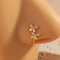 Hot Creative Gold Plated Butterfly U-Shaped Nose Ring Non-Piercing Brass with Copper Insert and Zircon Ornaments for Gift