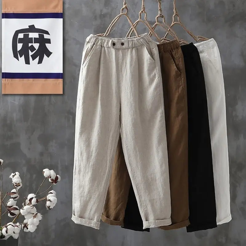 Boutique Wholesale 2026 Cotton Harem Pants Summer Thin Section Loose Large Size Thin Cotton Linen All-match Women's Pants