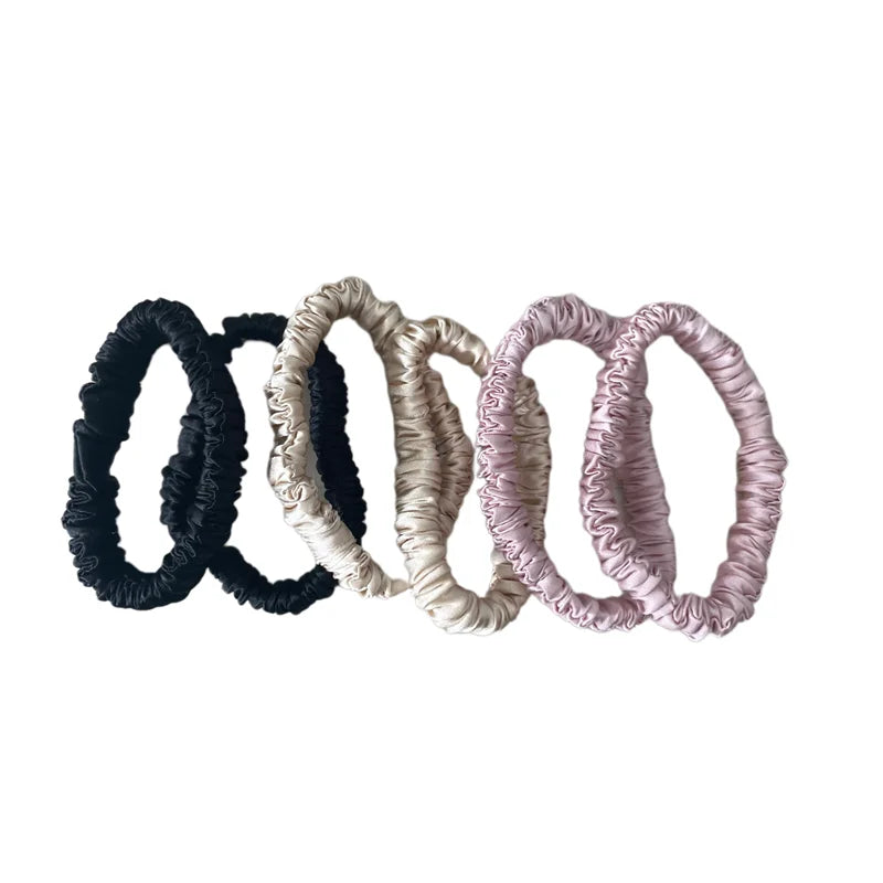 16/19/22/25mm Silk Hair Scrunchies Skinny Pure Silk Scrunchies