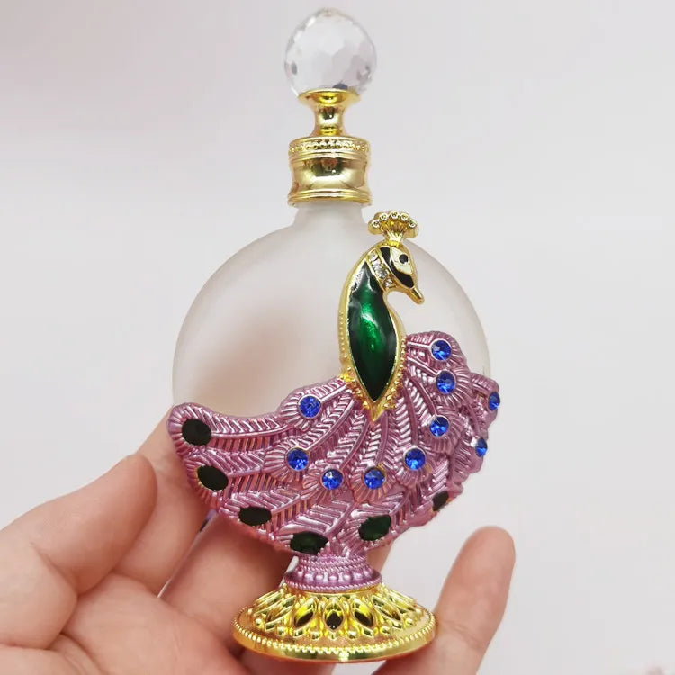 25ml Pink Green Metal Alloy Butterfly Perfume Bottle Empty Glass Attar Essential Oil Perfume Bottles Container
