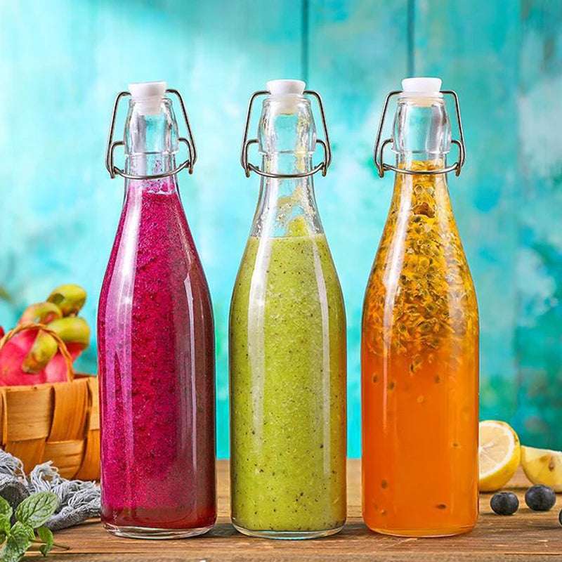 32 Oz 1 Litre Glass Bottle with Stopper Caps Carafe Swing Top Oil Vinegar Beverage Bottle