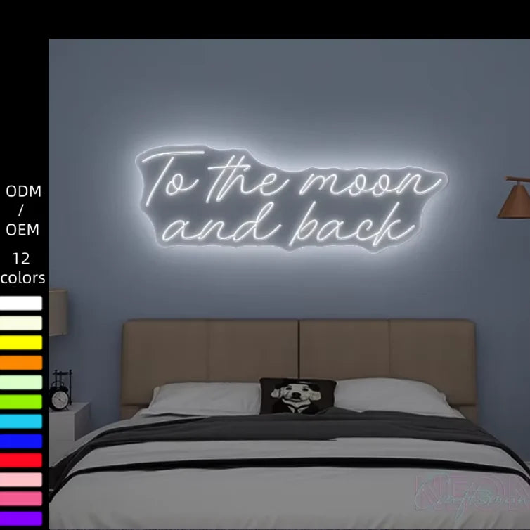 To the Moon and Back Custom Signs Design Acrylic Light Decor Led Lighted Business Customizable Logo Neon Multi-color Acrylic