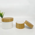 30g 50g Bamboo Cosmetic Packaging Custom30ml 50ml 100ml 150ml 200ml  White PE Jar with Bamboo Lid Cream Wood Cosmetic Container