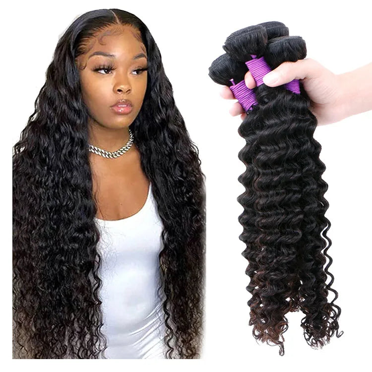FH Wholesale Price Drop Shipping Deep Wave Raw Brazilian Human Hair Bundle