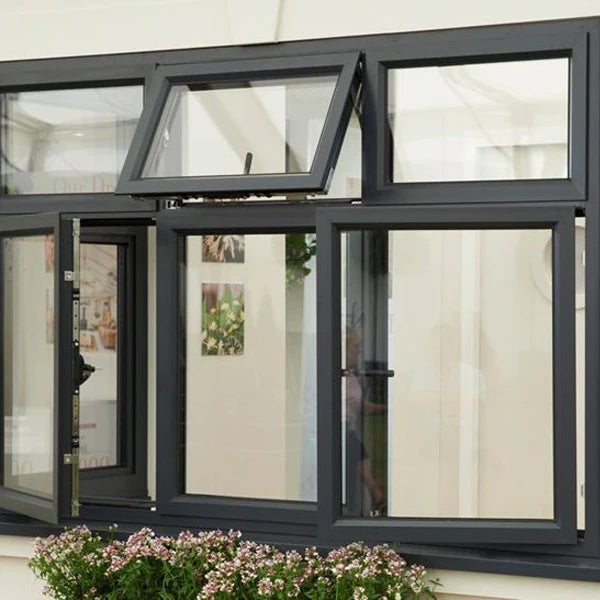 TOMA Aluminum Alloy Modern Hotel Casement Window Lock Handles Hanging Curtain Horizontal Opening Swing Design Tempered Glass