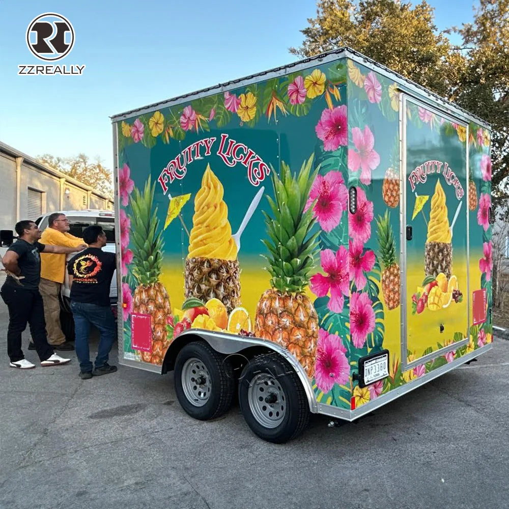 Commercial Fast Food Trailer Truck Cart Full Kitchen Mobile Van for Snack Foods-for Winery Retail Sale USA Europe Australia
