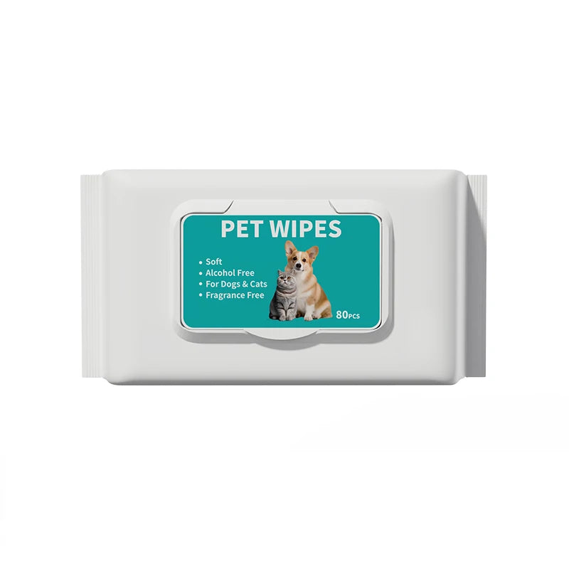 Hot Sales Portable 80pcs Biodegradable Pet Dental Wipes Eye Wipes for Cat and Dog Grooming Cat Dog  Wipes