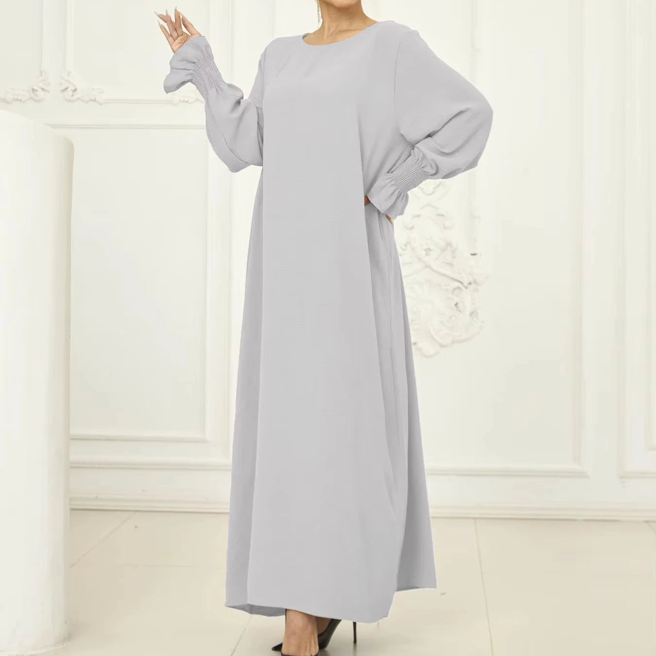 Latest Abaya Designs Dubai Middle East Dubai Arabia Crew Neck Muslim Long Dress Lady New Model Abaya Women Muslim Dress  Dubai