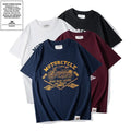 Men Clothes Vintage Retro Letter Pattern Discharge Printed Short Sleeve Summer T-Shirt New 100% Cotton Casual Hot Supplier