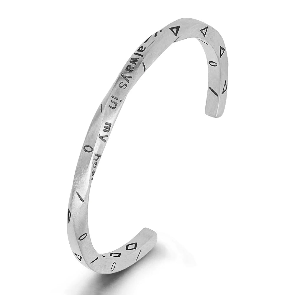 Wholesale Custom Waterproof Vintage Stainless Steel Twisted Cuff Bangle Bracelet Men