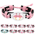 Factory Leather Jewelry Friendship Promotion Gift Custom Flamingo Unicorn Charm Genuine Leather Bracelets