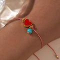 Go2boho Martis Rope Series Heart Bracelets Handmade Gold Snowflake Inlay Women's Valentine's Day Gift Alloy Gold Plated Bangles