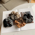 Wholesale Stitching Leather Printing Animal Hair Band Ropes PU Cows Leopard Cheetah Pattern Scrunchies