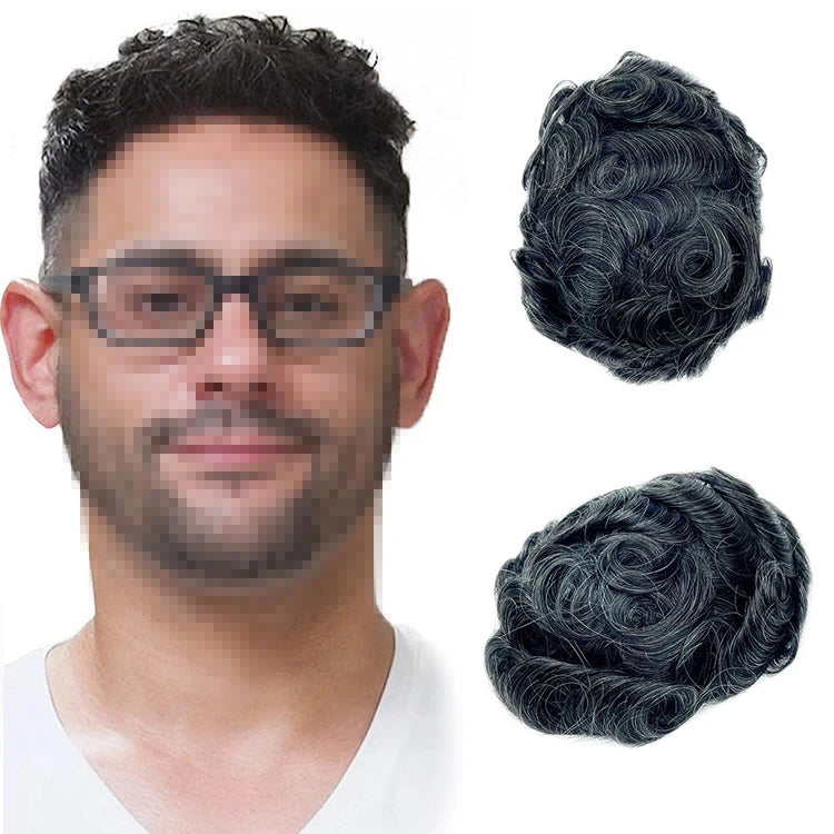 Wholesale  Full Pu Skin Base Toupee for Men Split Knot 0608mm Indian Remy Hair Natural Wave Invisible Hairline Men HairPiece
