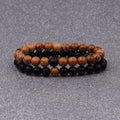 Couples Distance Bracelet Natural Wood Stone White and Black Yin Yang Beaded Bracelets for Men Women Best Friend AB241
