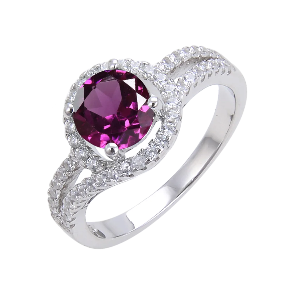 Abiding Classical Four Prong Engagement Ring 925 Sterling Silver Wholesale Gemstone Garnet Topaz Quartz and Amethyst Ring
