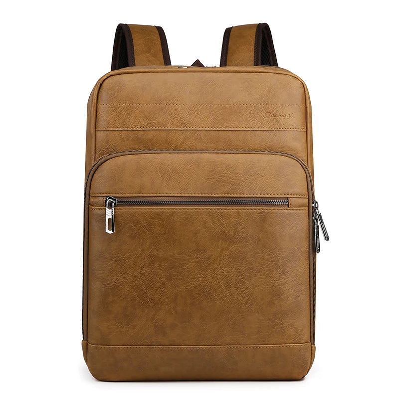 Buehlee CE Men's Business Style Backpack Large Capacity Waterproof PU with Spine Protection Zipper Closure
