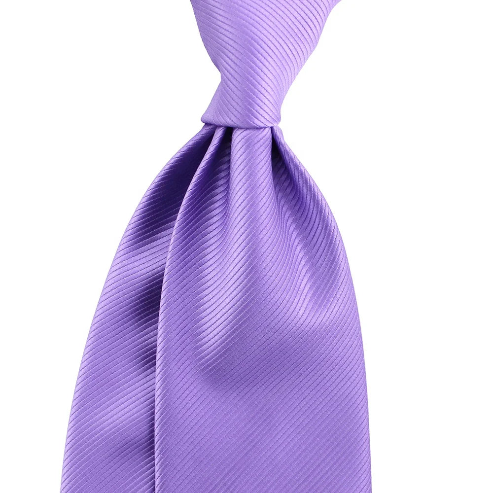 Wholesale 9cm Wide Necktie Business Fashion Jacquard Woven Microfiber Polyester Classic Solid Colour Custom Lavender Mens Tie