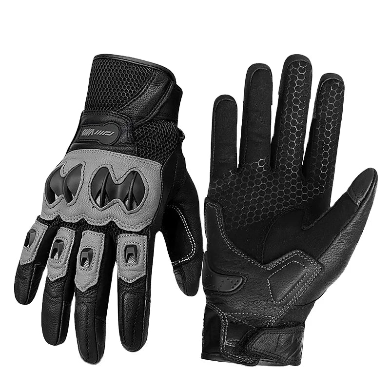 Vemar Summer Motorcycle Riding Gloves Unisex Leather Retro Motocross Outdoor Full Finger Breathable Touch Screen Cycling Gloves