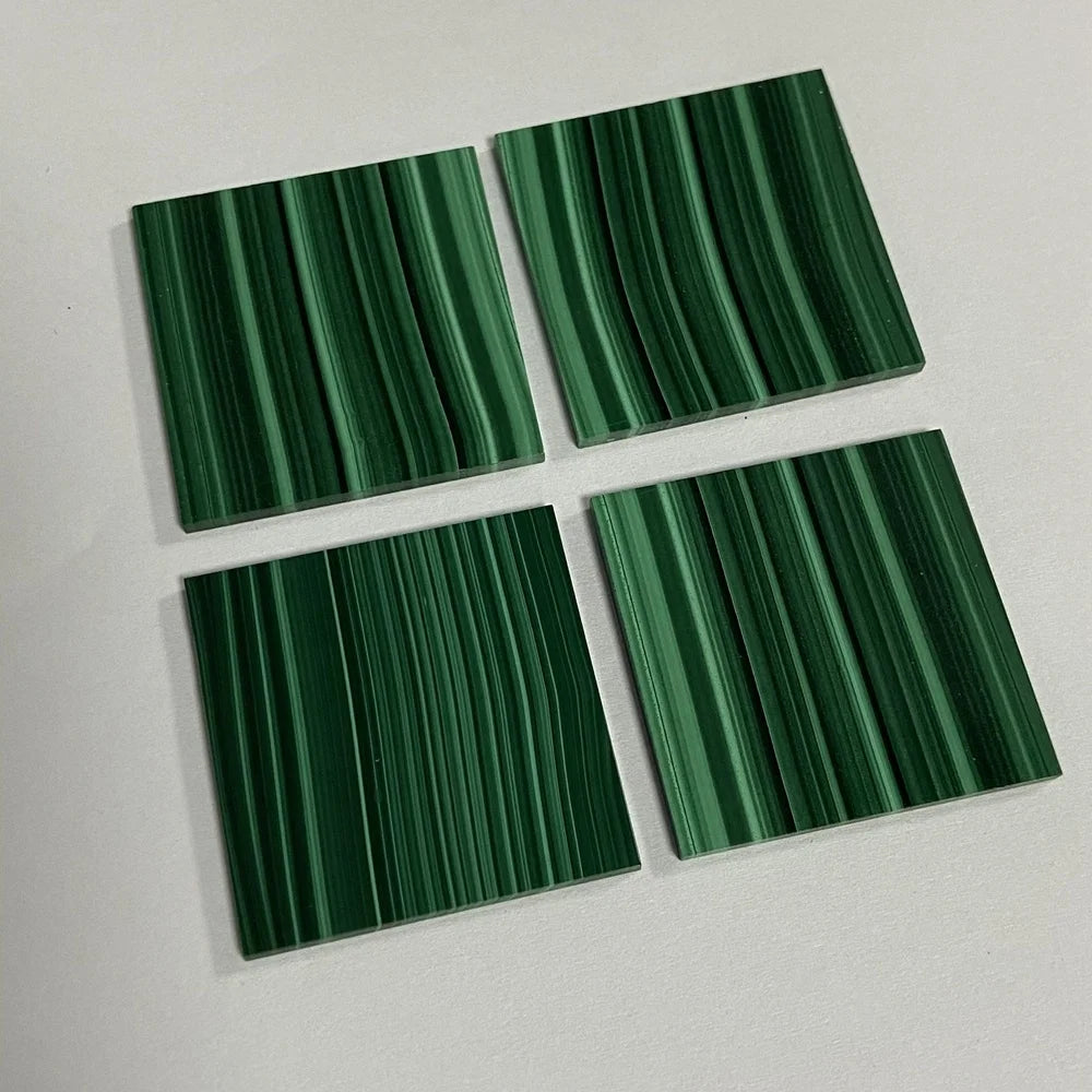 HQ GEMS Top Quality AAA Malachite Square Sheet 30x30x2 MM  High Polished Natural Malachite Slice Stones