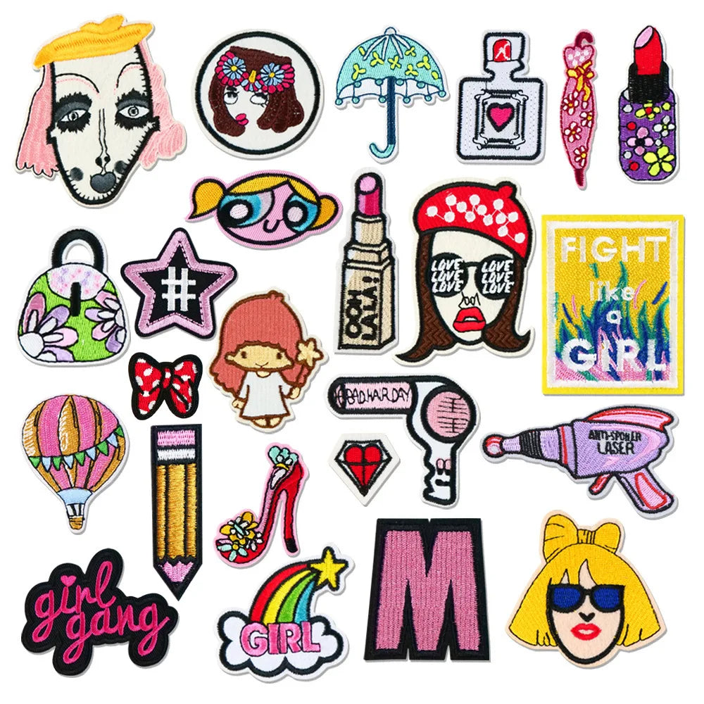 Hot Sales Girly Lipstick Hot air Balloon Embroidery Iron on Patch Custom Personalized logo Embroidered Patch Fo Clothing
