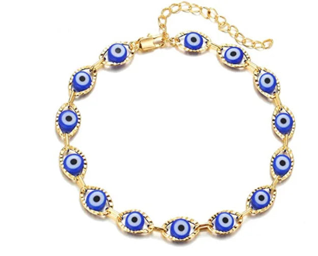 Wholesale Devil Eye Beads Bracelets Anklet Fashion Adjustable Gold Plated Turkish Blue Evil Devil Eyes Bracelet Women