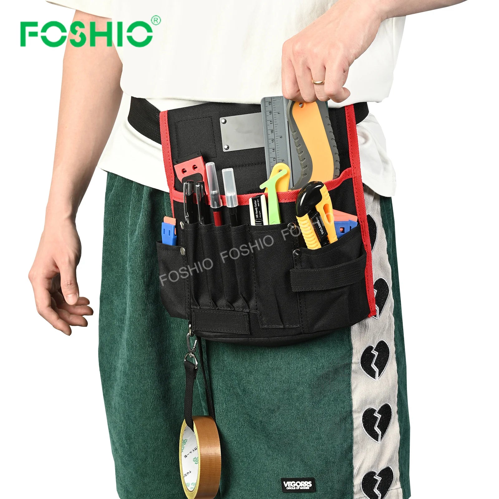Foshio Customize Logo Car Vinyl Wrap Tool Pouch Bag With Belt