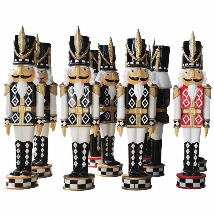 Custom Large Fiber Glass Cartoon Life Size Human Nutcracker Soldier Statue Resin Christmas Decoration for Shopping Mall